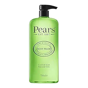 Pears Pure & Gentle Shower Gel, Body Wash with Oil Clear Formula for Removing Excess Oil with Lemon Flower Extracts, 100% Soap Free, Imported, 750 ml