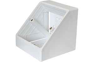 Auline 45 Degree Angled Pattress Surface Mounted Back Box in White (1, Single 1 Gang)
