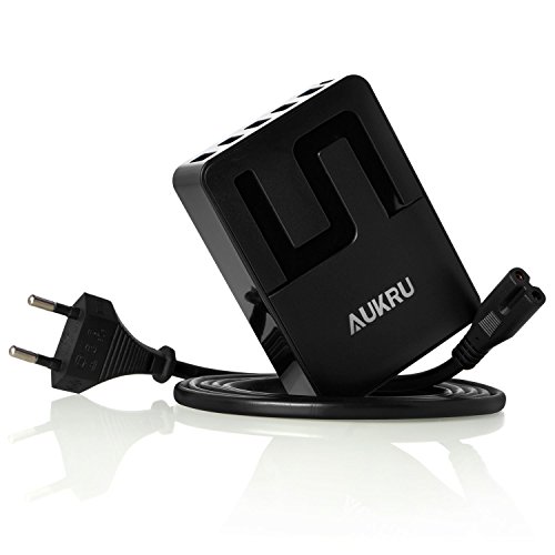 Aukru 40W 5V 8A 5-Port USB Ladegerät multi-Port USB Ladeadapter mit Kabel Netzkabel für Apple iPhone 6 / 6 Plus, iPad Air 2 / mini 3, iPad, Samsung Galaxy S6 / S6 Edge, Nexus, HTC, Nokia, Motorola & Android Smartphones, Tablets und andere USB-ladende Geräte (Schwarz) - 2