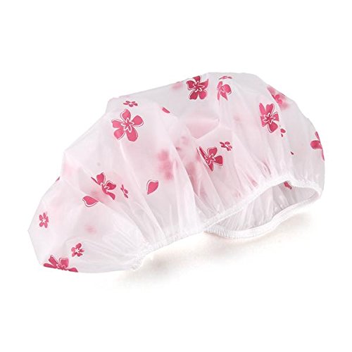 Clear Pink Flower Hair Shower Bath Spa Cap Waterproof Women