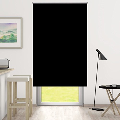 DESWIN Rollos – Set: Verdunkelungsrollo + Premium-Klemmhalter – 50 x 230 cm SCHWARZ – (KlemmFix Rollo mit Metallkette, Klemmhaltern, Rollo-Magnete, Halter zum Schrauben) - 3