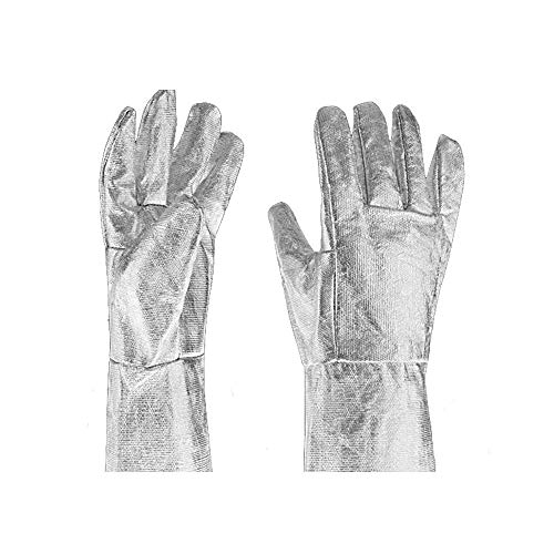 examen MOGOI Gants résistant à la Chaleur, 500 degrés en Feuille d'aluminium Fibre Gants avec Doigts pour Fabrication en Acier, poêle à Bois, métal, Coupe, Griller, Barbecue, Four, cheminée, poêle à Bois