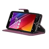 BONROY® Tasche Hülle für Handyhülle für Asus ZenFone 2 Laser ZE550KL (5.5 Zoll) Retro matte Leder PU Leder Flip Schutzhülle Case Cover Etui Lederhülle mit Silikon Back Cover PU Leder Handytasche im Bookstyle Stand Funktion Kartenfächer Schale Stoßfest Handyhülle für Asus ZenFone 2 Laser ZE550KL (5.5 Zoll) - 