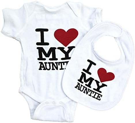 Funny Cotton I Love My Auntie Baby Bodysuit BIBS Grow Gift Nontoxic Ink vest (3 - 6 Months)