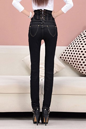 iRachel Damen High Waist Jeanshose Damen Röhrenjeans Hochbund Jeggings Skinny Hose - 2