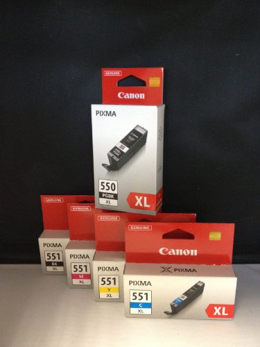 5 Original XL Druckerpatronen PGI550 CLI551 (XL black/cyan/yellow/magenta/black) für den Canon Pixma MG 6350 MG6350 MX925 MX 925 Tintenpatronen