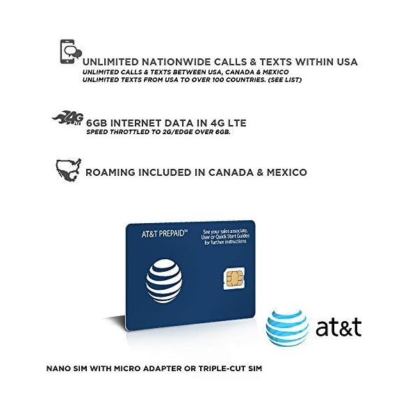 Prepaid Sim-Karte USA, Kanada & Mexiko AT&T Netz - 6GB 4G LTE - Unbegrenzte Anrufe und Sms - 30 Tage – Bild 3