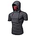Produktbild Herren Unterhemd Skull Bodybuilding Fitness Gym Tank Top Sport Hemd Weste mit Kapuze Fitness Trainingsjacke Kapuze Trainingsshirt Bekleidung Training Bodybuilding (L, Grau)