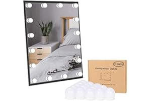 Lirex Vanity Lights, Lampade da Specchio Regolabili In Stile Hollywood con 16 Lampadine a LED Dimmerabili, 10 Modalità di Luminosità, 3 Colori Chiari e Alimentatore USB, Specchio NON INCLUSO