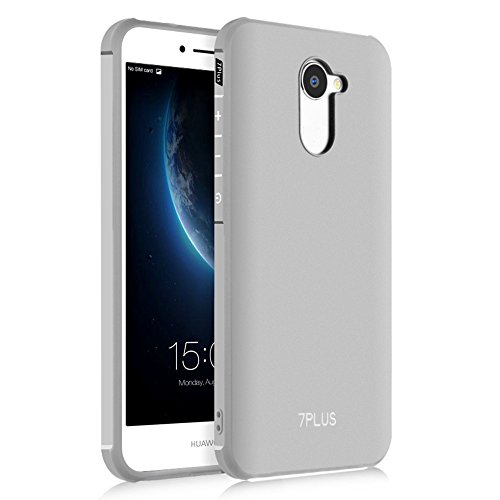 Huawei Y7 Funda  SMTR Cubierta Delgado material de silicona Funda Protective Case Cover  Dise  o durable   M  xima protecci  n contra golpes   1 film Protector de pantalla para Huawei Y7 - Gris