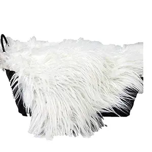 BabyMoon Shiny Long Fur Blanket Cum Background New Born Photography Shoot Props Costumes (76x63 cm; Snow White) (Snow White)