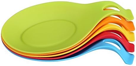 Angelbubbles Spoon Rest Holder 100% Food Grade Silicone Set of 5 Colourful (Colourful)
