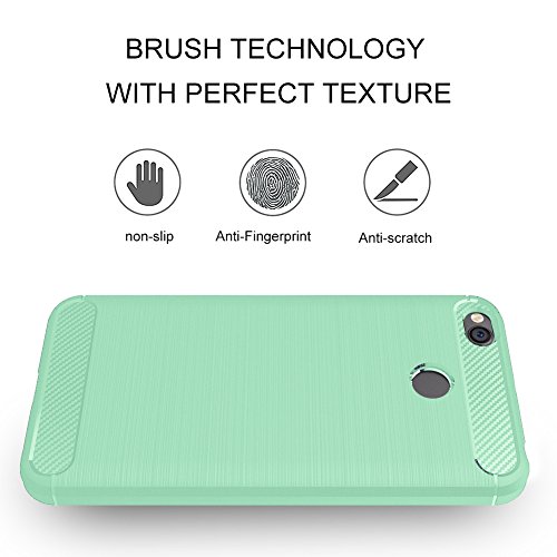 Funda Xiaomi Redmi 4X Amytech Silicona Fundas para Redmi 4X Carcasa Xiaomi Redmi 4X Fibra de Carbono Funda Case  Verde