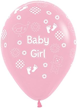 Amscan 20009852 453.59 Grams Baby Girl Latex Balloons, Pink