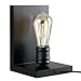 Price comparison product image Retro Industrial Style Satin Black Wooden Book End Table Lamp - Complete with a 4w LED Amber Tinted Squirrel Cage Steampunk Light Bulb