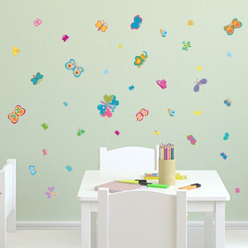Wandkings Schmetterlinge Wandsticker Set, 60 Aufkleber, 2 DIN A4 Bögen, Gesamtfläche 60 x 20 cm - 4