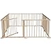 Wooden Playpen ~ Best Solid Pine Large Heavy Duty 8-Panel for Babies and Toddlers. Baby Safe Secure Portable Wood Playard Play Pen and Room Divider w/ Child Safety Gate. 100% Satisfaction Guarantee