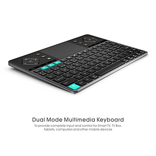 (¡NOVEDAD 2017! Versión retroiluminada - carcasa de aluminio) Rii K16 Teclado Dual inalámbrico y Bluetooth. Teclado multifunción y multimedia QWERTY con ratón Touchpad. Ideal para PC, Laptop, RaspberryPI 2, MacOS, Linux, HTPC, IPTV, Smart TV Box, XBMC, Kodi, Windows 7,8,10, PlayStation, Xbox.