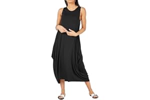 Re Tech UK - Womens Sleeveless Baggy Loose Racer Dress - Lagenlook Tulip Round Neck - Maxi Dresses for Women UK, Ladies Summer Dresses, Beach Holiday Clothes, Plus Size Dress for Women