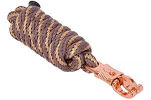 START ENJOY THE RIDE Start Führstrick Pferd 2 m – Robuster Anbindestrick mit Panikhaken oder Karabiner – Reißfest & Wetterfest – Führseil für Stall, Bodenarbeit & tägliches Training (Braun/Rosegold, Panikhaken)