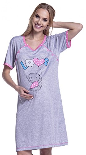 Happy Mama. Para Mujer Camisón Estampado Premamá de Embarazo y Lactancia. 141p (Rosa, EU 44/46, 2XL)