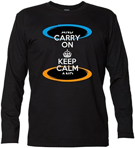 Keep Calm and Carry On Portal Mens Medium Black Long Sleeve T Shirt