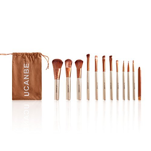 Ucanbe Brand New 12 pcs Essential Naked Makeup Brushes Kit with Fabric Cloth Sack