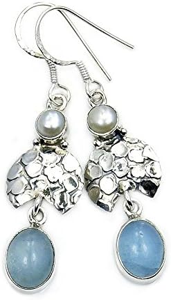 The Silver Plaza Heavenly Sterling Silver Aquamarine, Simulated Pearl Dangle Earrings