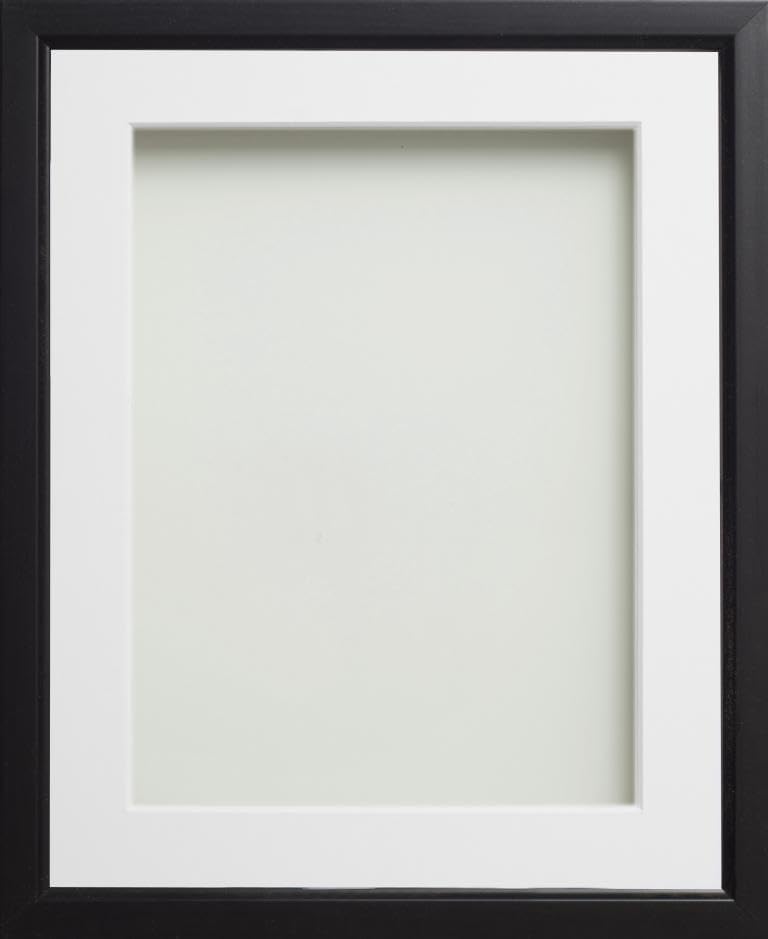 Frame Company Drayton Range Black Frame with White Mount, 10x8 for 8x6 *Choice of Sizes* Fitted with Real Glass