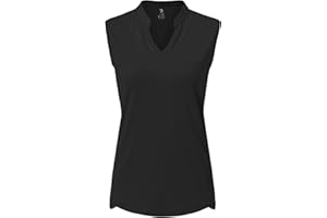 YSENTO Damen Sport Tank Top Ärmelloses Golf Poloshirt Atmungsaktive Tennis Shirt Oberteile mit V-Ausschnitt