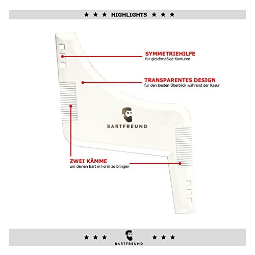 Bartfreund – Premium Bart Schablone mit Anleitung als PDF – intuitiver Bartkamm für präzise Konturen | Bartpflege und Rasur Tool | ideale Geschenkidee für Männer mit Stil | perfekt für Männer mit Vollbart | - 2