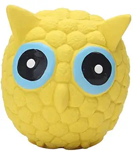 Petlicious & More Pet Dog Squeaky Owl Chew Toy (Yellow, Large)