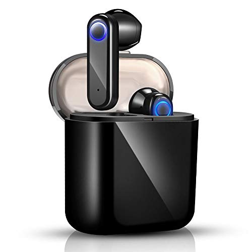 yobola Ecouteur Bluetooth, True Casque sans Fil 5.0 56h de Lecture stéréo 3D HD Écouteurs sans Fil avec Mic, Binaural Couplage Automatique d'appel, écouteurs sans Fil avec étui de Chargement Portable