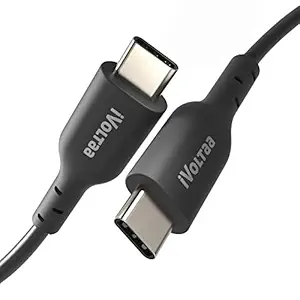 iVoltaa Type C to Type C Cable 2.0 Type C PD Fast Charging Cord Compatible with Galaxy Note 10 9 S10 S9 Plus, MacBook Air, iPad Pro 2018, Pixel 4 3 2 XL and Other Type C Devices - 1.5M / 5 Ft Long