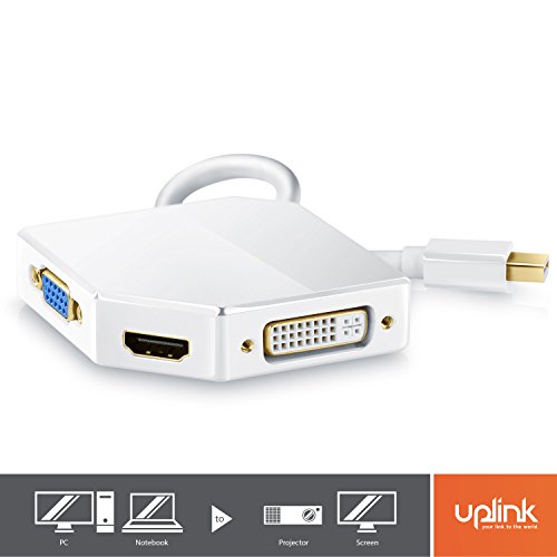 Uplink – 3in1 Mini DisplayPort zu HDMI, VGA oder DVI Adapter / Konverter | 3in1 Videoadapter | PC + MAC | vergoldete Kontakte | HDTV / 1080p (Full HD) | Hochglanz - 3