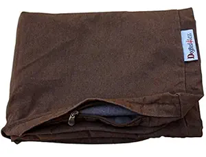 dogbed4less Dogbed4Less 40X35X4 Inches Extra Large Size Brown Color Denim Jean Dog Pet Bed External Zipper Cover - Replacement Cover Only