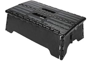 YOSOO HEALTH GEAR Przenośny składany taboret schodkowy, czarny taboret drabinowy, antypoślizgowe tworzywo sztuczne, stabilny uchwyt dla osób starszych, kobiet w ciąży, dzieci, nadaje się do kuchni, łazienki