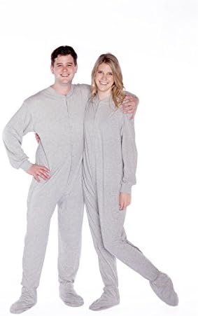 BIG FEET PAJAMA CO.One Piece Cotton Knit Tartan Adult Footed Pyjamas Onesie for Men & Women
