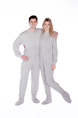 BIG FEET PAJAMA CO.One Piece Cotton Knit Tartan Adult Footed Pyjamas Onesie for Men & Women