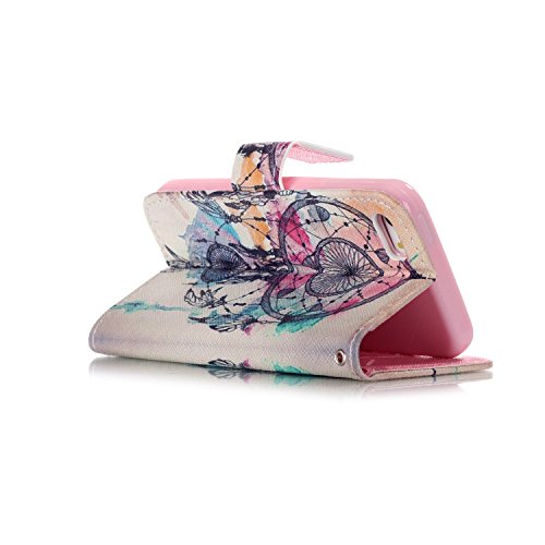 TOYYM iPhone 5 5s SE Lederhülle,iPhone 5/5s PU Ledercase Tasche Hüllen,iPhone SE Schutzhülle Case Scratch-Resistant Magnetverschluss,Premium Schutzhülle Wallet Case Kreative Muster Design Etui Brieftasche Ledertasche mit Handschlaufe im Bookstyle Cover Schale mit Standfunktion Etui Karten Slot+1x Kapazitive Feder+1x Staubstecker,Dreamcatcher - 2