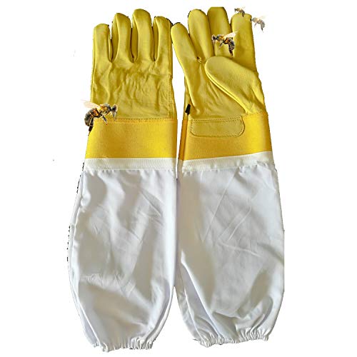 Preisvergleich Produktbild Junjiagao Imkerei-Handschuhe Ziegenleder EIN Paar Imker-Schutzhandschuhe mit belüfteten Ärmeln Groß Ideal für den Imker für Anfänger, 21-23 Zoll (Color : Gold, Size : XL)