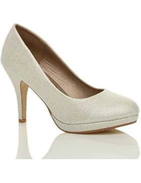 Damen Mittel Hohen Absatz Grund Party Abend Elegant Pumps Plateauschuhe Größe