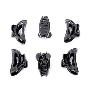 Shivarth Clutcher Black Color for Girls & Women Plastic Hair Clips in Hair Accessory (Pack of 6 Pc)