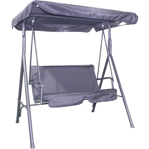 2 Seater Patio Metal Swing Chair Set Powdered Coating Framing Thick Polyester / Outdoor Garden Patio Home House Ouside Furniture Porch Yard Backyard Stuff Gadgets Set Kit Table Family Summer Cooking Cooker Items Portable Food Meat BBQ Gear Stand Birthday Gift Gardening Spec