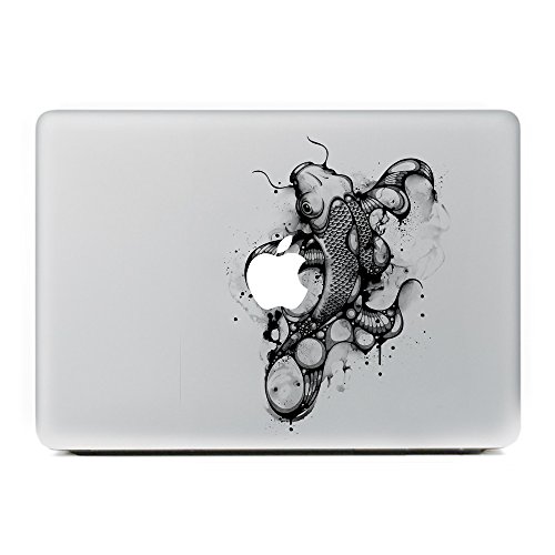 Vati Blätter Removable Carp Vinyl-Aufkleber Aufkleber Haut-Kunst-Schwarz für Apple Macbook Pro Air Mac 13 "15" Zoll / Unibody 13 "15" Zoll-Laptop