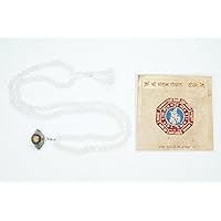 Mogul Interior Necklace White Moonstone Malabeads SHIVA THIRD EYE PENDANT Prayer Bead Mala With FREE Santaan Gopal Yantra