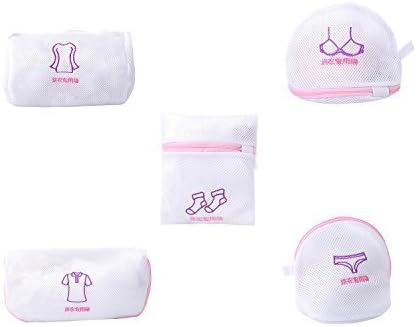 Laundry Wash Bag 5 Set Mesh Dedicates Bra Washing Bag with Zipper Lingerie Garment Bag Travel Laundry Bag