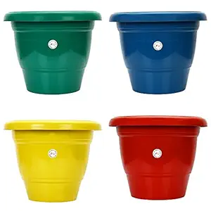 Gamla / Planter / Pot 10-inch (set of 4 colourful pots) for Garden Balcony Flowering Pot (multicolor