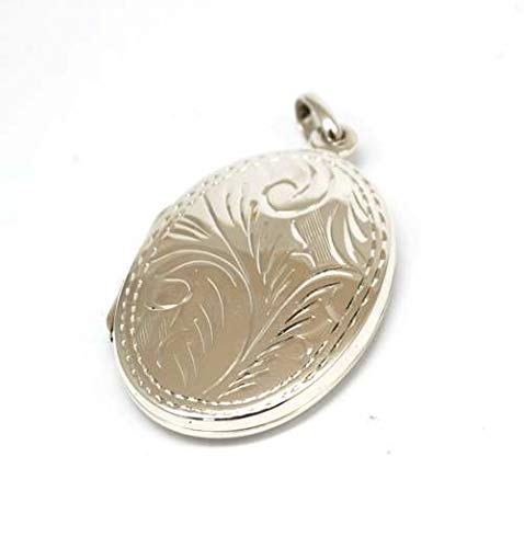 The Olivia Collection - Relicario ovalado grabado (38 mm, con cadena de 45 cm)