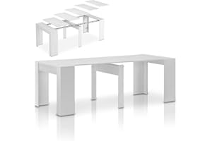 Shally Dogan Tavolo Allungabile per Cucina, Ingresso e Sala da Pranzo, Consolle Salvaspazio Richiudibile da 3 Metri con 5 Pannelli, Design Moderno ed Elegante, Apertura Semplice (Bianco)